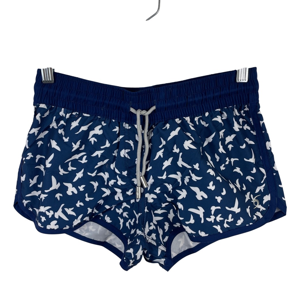 Surfcuz Doveney Womens Boardshorts Navy Blue Bird Print Beach Shorts Size 30 NWT